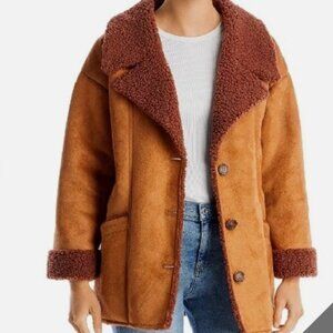 Free People NWT Diogo Faux Fur Trim Coat Toasted Almond Jacket XS